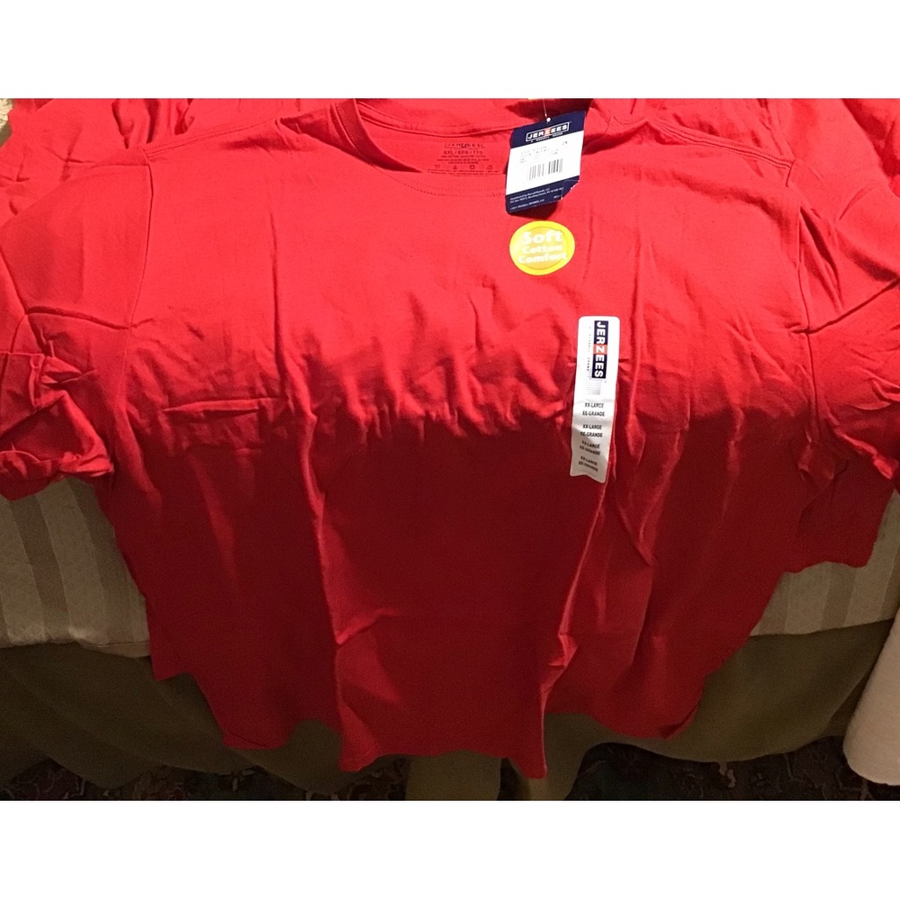 6 tees for $18 Brand new Jerzee’s brand.Red or black